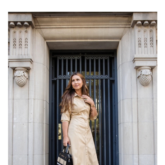 Ellen Tracy Soho Faux Leather Shirtdress - Picture 2 of 12